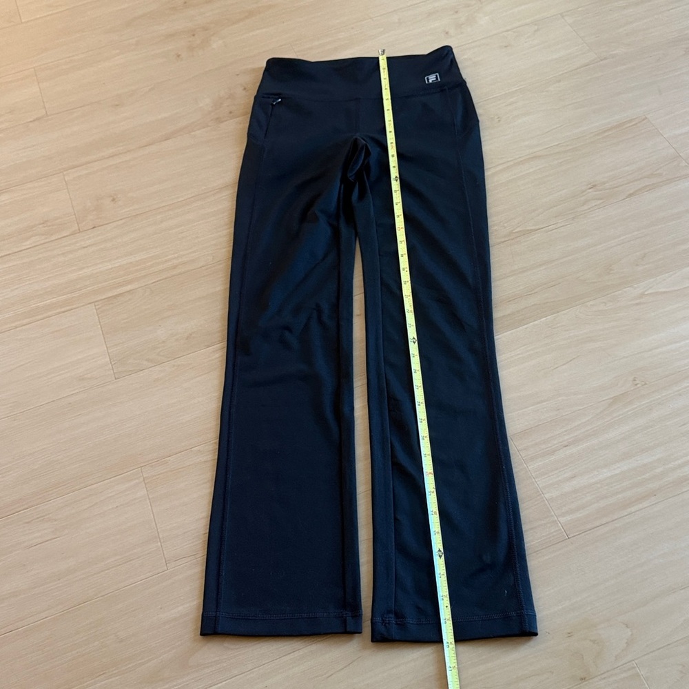 WOMENS FILA FLARED LEG PULL ON ATHLETIC FIT PANTS BLACK HIGH WAISTED SIZE SMALL - Picture 10 of 11